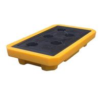 Yellow Black Oil Spill Containment Tray Modular Polyethylene Platform for Warehouses Leakproof Spill Control Solution Stackable Oil Drum Spill Platform Heavy, 26.57x14.76x4.72in/67.5x37.5x12CM(A)