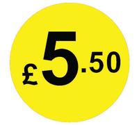 Yellow & Black Price Stickers - 20mm, £5.50, 80 Labels