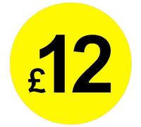 £ Yellow & Black Price Stickers - 45mm, £12, 200