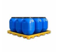 Yellow & Black Spill Containment Pallet - Modular 66x36x12cm Tray for Industrial Garage Storage, High Load Capacity, Drainage System, Oil & Chemical Spill Protection