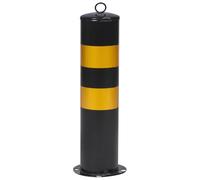 Yellow Black Steel Safety Traffic Cone Security Post Driveway Barrier | Reflective Film, Detachable Column Base, Bolt-down Fitting with Four Screws, Separates Pedestrians from Traffic