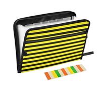 Yellow Black Stripe Fashion Folder with Pocket 13 Pockets A4 Letter Size with Zipper Closure for Expanding File Organizer