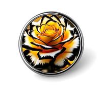 Yellow, Black, White And Pink Roses Lapel Pin Brooches Round Fashion Brooch Pin Cute Button Badges Alloy Button Pins Enamel Pins Metal Pinback for Hat Shirt Clothing Bags