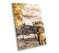 Yellow Black White London Portrait Scenic Canvas Wall Art Large Picture Print