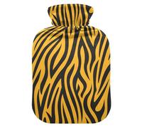 Yellow Black Zebras Pattern hot Water Bottle with Soft Cover, 2L Warmer Bag for Hand Feet Warmer,Hand Feet Warmer,compresas calientes para el vientre