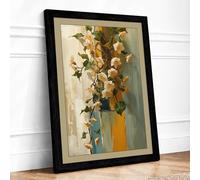 Yellow Blooms in Gold Botanical Framed Wall Art Print A4 (29.7×21cm) Black, Wall Decor for Living Room, Bedroom, Office & Home, Ready to Hang, Art Gift