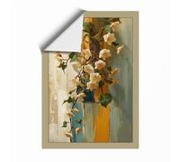 Yellow Blooms in Gold Botanical Unframed Wall Art Print A4 (29.7×21cm), Wall Decor for Living Room, Bedroom, Office & Home, Art Gift
