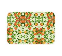 Yellow Blossom And Orange Fruits Crystal Velvet Lock Edge Floor Mat 40x60, Non Slip, Easy To Clean, Comfortable Foot Feel