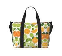 Yellow Blossom and Orange Fruits Print Gym Bag for Women, Weekender Overnight Bag,Personal Item Bag, Shoulder Bag for Women Men,One Size