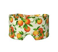 Yellow Blossom and Orange Fruits Print Sleep Eye Mask with Earmuffs Soft Pressureless Cooling Blackout Eye Covers for Sleeping,Keeps Warm, Shading, Comfortable Aid Strap