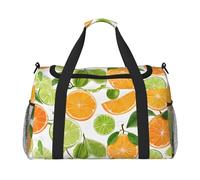 Yellow Blossom and Orange Fruits Print Weekender Bag,Gym Bag with,Carry On Luggage Overnight Weekend Bag, Holdall Handbag & Shoulder Bag for Travel Fitness