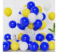 Yellow Blue Balloons, 50Pcs 12Inch Blue Yellow White Balloons, Royal Blue White Yellow Latex Helium Balloon for Boys Kids Birthday Wedding Party Anniversary Carnival Graduation Decorations