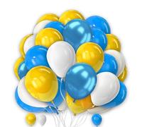 Yellow Blue Balloons Pack 25PCS Chrome Blue White Balloons 10Inch Party Balloons Latex Balloon for Birthday Wedding Graduation Baby Shower Soccer Theme Party Sponge Party Decoration