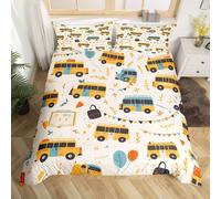 (Yellow,blue, Double(No Comforter)) Cartoon Cat Double Bedding Set Bohemian Flowers Comforter Cover,Colorful Groovy Florals Duvet Cover Vintage Printed Cute Animlas Quilt Cover