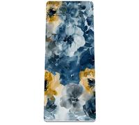 Yellow Blue Flower Eco-Friendly Non-Slip Yoga Mat for Home Fitness and Studio Practice