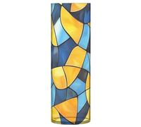 Yellow Blue Geometric Pattern Stained Glass Style Plastic Vase 11.8 x 3.9 Inch Big Flower Vase Aesthetic for Living Room Wedding Table Office Party Decor