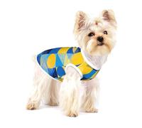 Yellow Blue Geometry Print Pet T-Shirt - Summer Dog Clothes Soft Puppy Apparel Outfit for Small Dogs and Cats Daily Outdoor Wear