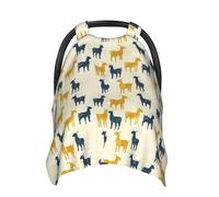 Yellow Blue Goat Silhouettes Print Baby Car Seat Covers, Breathable Nursing Cover Breastfeeding Cover, Stroller Covers, Multi-use Infant Carseat Canopy, Baby Boys Girls Newborn Essentials
