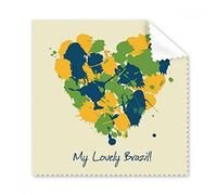 Yellow Blue Green Heart-shaped My Lovely Brazil Slogan Brazil Culture Glasses Cloth Cleaning Cloth Gift Phone Screen Cleaner 5pcs