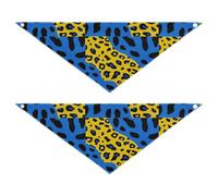 Yellow-blue Leopard Print cute dog bandanas Snap Button Dog Breed Bib Cute Pet Holiday Set for Dogs Cats M