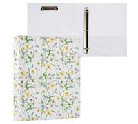 Yellow Blue Meadow Wild Flowers 3 D-Ring Binder A4 1 Pack with 200 Sheet for Kids School Supplies Women Men Office