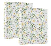 Yellow Blue Meadow Wild Flowers 3 D-Ring Binder A4 2 Pack with 200 Sheet for Kids School Supplies Women Men Office