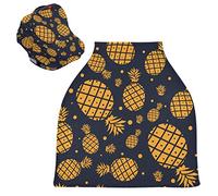 Yellow Blue Pineapple Stretchy Baby Car Seat Cover,Canopy Nursing Covers,Soft Breathable Windproof Scarf Changepad for Winter Infant Breastfeeding Boys