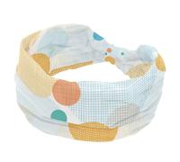 Yellow Blue Round Circles Pattern Headbands for Women Girls, Wide Headband, Knotted Cross Turban Head Band, Non Slip Hairband for Yoga Workout Running