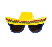 Yellow & Blue Sombrero Sunglasses, 1 Pc. - Eye-Catching Design, Perfect Accessory for Cinco De Mayo, Beach Vacations, Festivals, Pool Parties & Festive Fun Halloween Halloween
