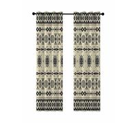 Yellow Bohemian Blackout Curtains for Bedroom Living Room, National Ethnic Tribe Abstract Geometric Circle 90 In Long Thermal Insulated Room Darkening Drapes Grommet Window Treatments, 52 x 90 In