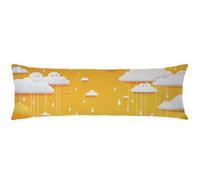 Yellow Bolster Pillow Cases 40x140cm, Cream Velvet Long Pillows for Sleeping Cushion Covers With Hidden Zipper Double-Sided Printing Machine Washable Soft comfortable Ideal for Side Sleepers C0C298