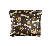 Yellow Bones Paws Print PU Leather Small Coin Fancy Makeup Period Bag for Women, yellow bones paws print, One Size, Fashion