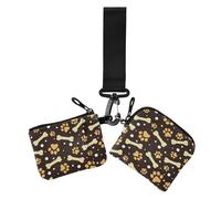 Yellow Bones Paws Print Women's Coin Wallet Card Holder Large Capacity Change Purse Wallet with Zipper Coin Pocket for Lady 2 Packs
