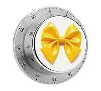 Yellow Bow Kitchen Timer 60 Minute Visual Wind Up Timers Indoor Mechanical Timers with Magnetic Base Stainless Steel Timer for Home Cooking Time Management Tool