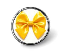 Yellow Bow Lapel Pin Cute Metal Brooch Pin Fashionable Round Badge for Shirts, Hats, Jackets Unique Fashion Accessories Gift for Men & Women