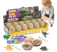 Yellow Box Dinosaurs Egg Dig Kit - 12 Dinosaur Easter Fossil Eggs, Easter Digging Toy, Fun Science Experiment Kits, Party Gift Basket Stuffed Toy For Kids 3 4 5 6 7 8 9 10+