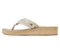 Yellow Box Women's Caileen Sandal, Round Toe, 1.25 Inch Heel, 0.5 Inch Platform, Comfortable Flip-Flop, Taupe, 8 UK