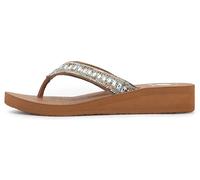 Yellow Box Women's Carinah Sandal, Round Toe, 1.25 Inch Heel, 0.5 Inch Platform, Comfortable Flip-Flop, Turquoise Multi, 8 UK