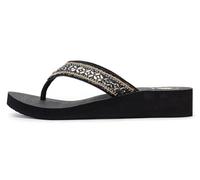 Yellow Box Women's Charlton Sandal, Round Toe, 1.25 Inch Heel, 0.5 Inch Platform, Comfortable Flip-Flop, Black, 8 UK