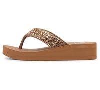 Yellow Box Women's Laiken Wedge Sandal, Round Toe, 1.5 Inch Heel, 0.75 Inch Platform, Comfortable Flip-Flop, Tan, 8 UK