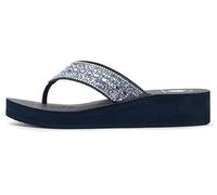 Yellow Box Women's Laiken Wedge Sandal, Round Toe, 1.5 Inch Heel, 0.75 Inch Platform, Comfortable Flip-Flop, Navy, 5 UK