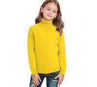 Yellow Boys & Girls School Jumper Turtle Neck - Knit Sweater Kid Sweatshirt Long Sleeve Base Top Pullover Winter Warm Thick Casual Knitwear Solid Color Kids Jumper 14 Years