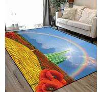 Yellow brick road leading to Oz Emerald City Area Rugs Living Room Large 160x230 cm Washable Vintage Soft Rug Modern Non Slip Floor Carpet Mat for Bedroom Kitchen Dining Room