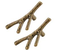 Yellow Bronze Cabinet Door Handles Antique Style Kitchen Cupboard Handles Branch Shape Drawer Handles, for Bedroom Furniture Wardrobe, Zinc Alloy (Hole Distance 128mm) (Yellow Bronze Single Hole)