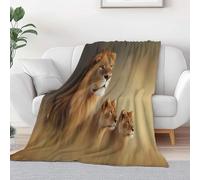 Yellow-Brown Baby Size Throw Blanket Kids Boys Girls, Surrealism Animal Lion Pattern Printed Throw Blanket - Fluffy Soft Cozy Plush Blanket for Couch Bed Sofa, 39 × 52 inch