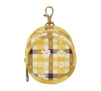 Yellow Brown Cartoon Plaids Newborned Boy Pacifier Storage Case with Zipper and Clip Coin Purse Change Holder, Baby Essentials