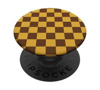 Yellow Brown Checkered Classic Checker Pattern PopSockets Adhesive PopGrip