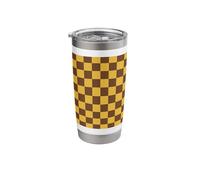 Yellow Brown Checkered Classic Checker Pattern Stainless Steel Insulated Tumbler