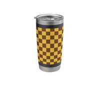 Yellow Brown Checkered Classic Checker Pattern Stainless Steel Insulated Tumbler