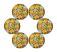 Yellow-Brown Pumpkin Halloween Halloween Decorations Washable Round placemats Burlap Waterproof placemat doiles para poner Los platos en la mesa 15.4x15.4in Set of 6